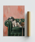 Whimsical Shih Tzu Dog Print in Pink for kids' room poster