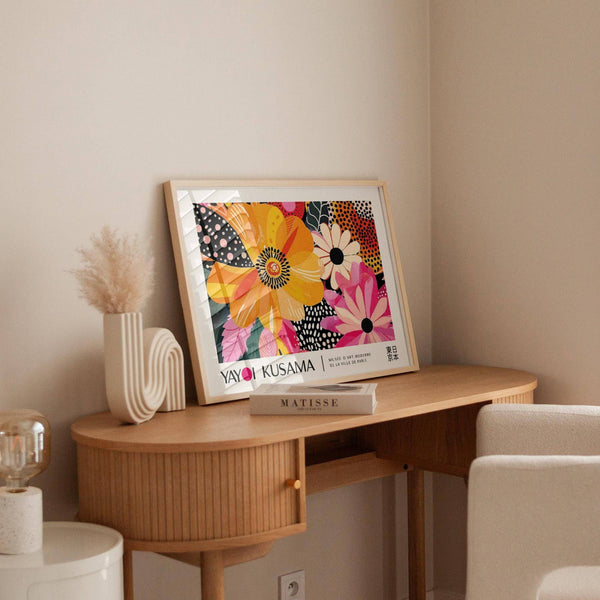 floral poster art inspired by Yayoi Kusama