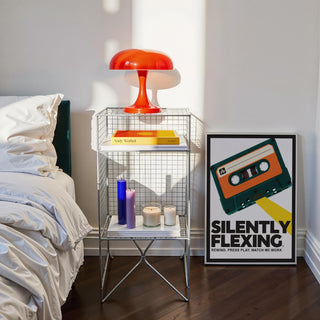 Vintage-style cassette art print titled “Silently Flexing”.