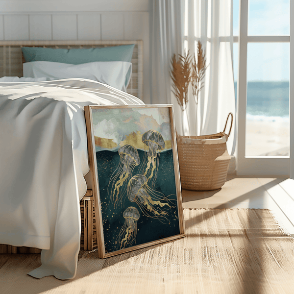 Abstract Jelly Fish Wall Art for coastal living room art print
