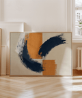 blue orange wall poster, bold colors, modern bedroom wall art design