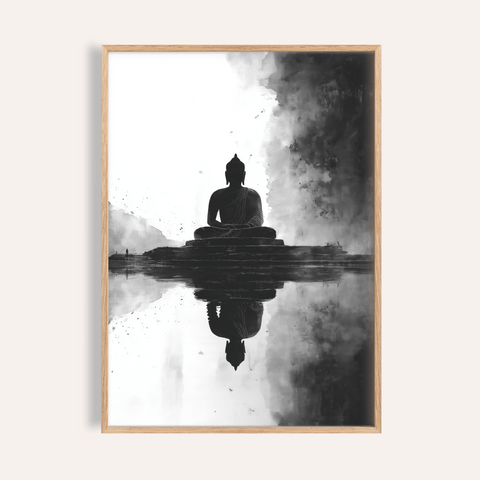 Meditation Art Print in Black and White for living room wall art