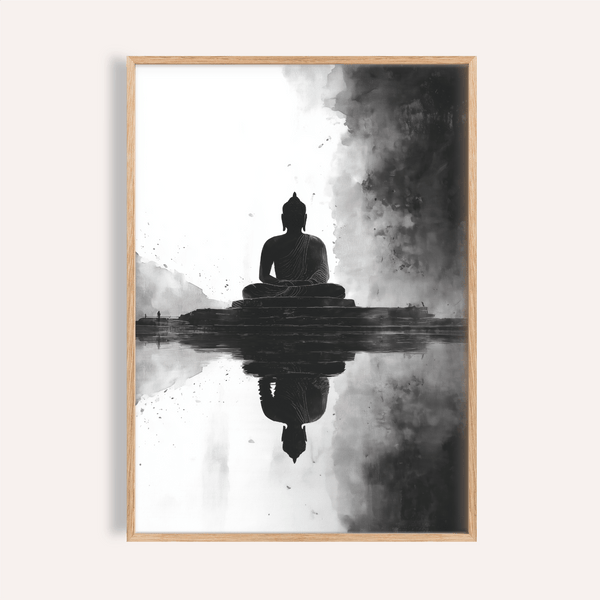 Meditation Art Print in Black and White for living room wall art