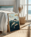 Dolphins Poster blue and gold theme for study room wall art