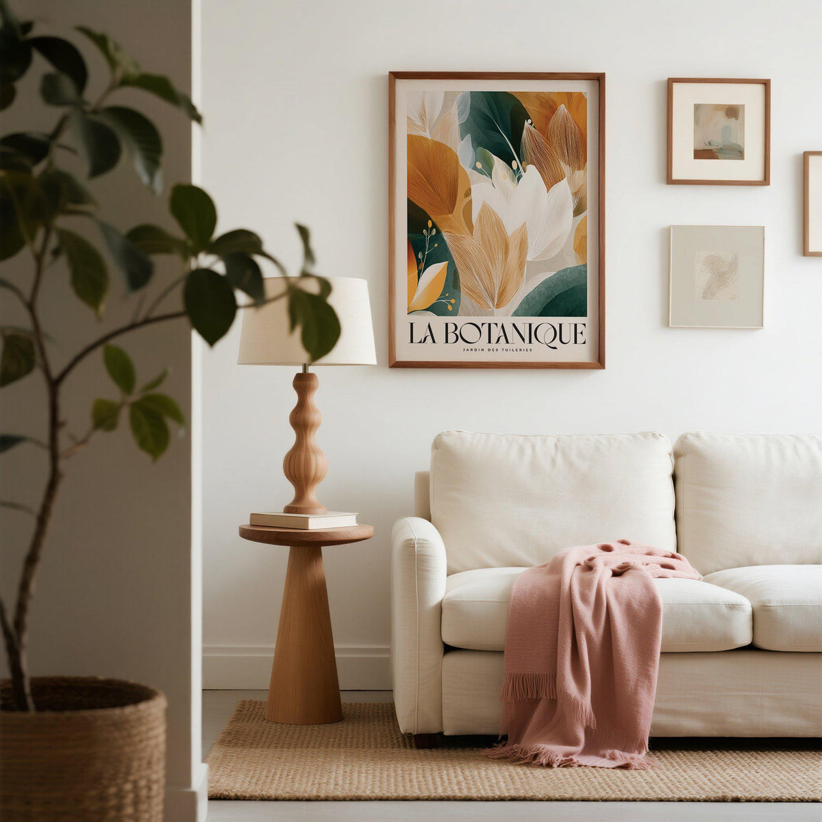 Large wall art with leaves for living room or office decor