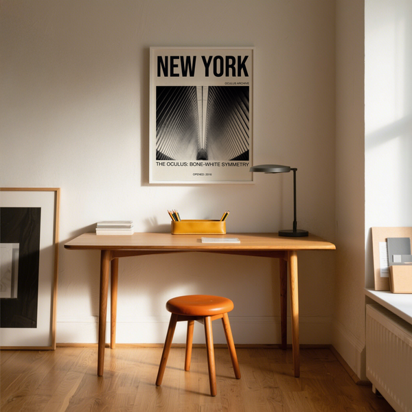 Close-up ribbed facade wall art print in black and white symmetry