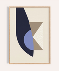 Modern Wall Art Print in Blue, Beige, and Brown for living room wall art