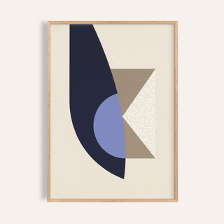 Modern Wall Art Print in Blue, Beige, and Brown for living room wall art