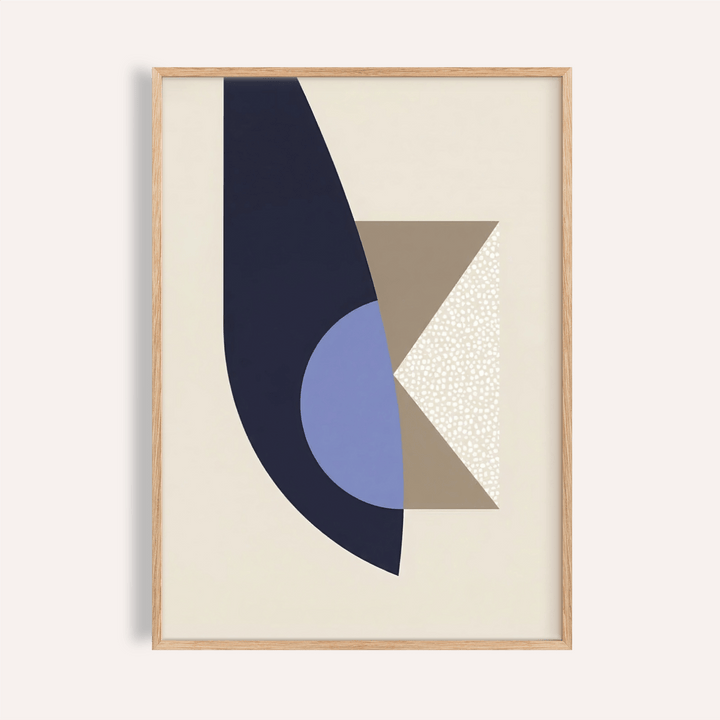Modern Wall Art Print in Blue, Beige, and Brown for living room wall art