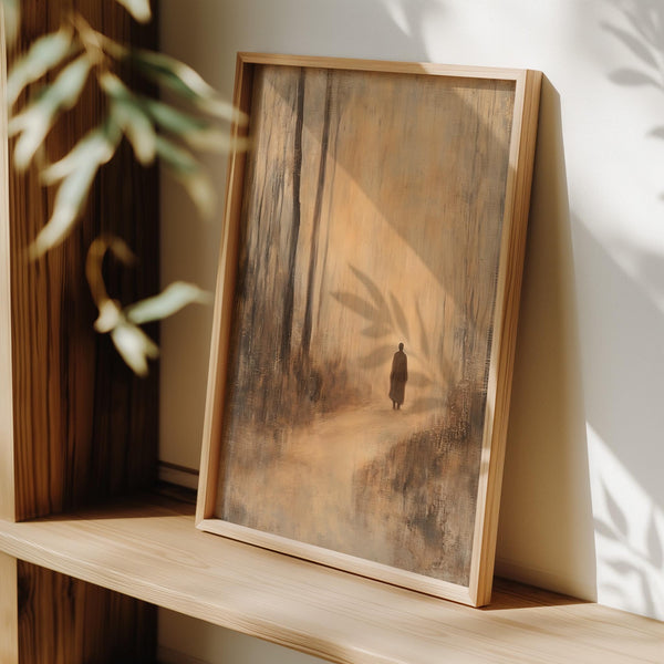 Minimalist artwork inspired by antique Japanese prints and forest landscapes.