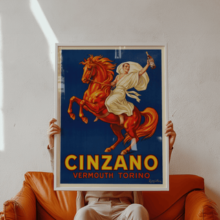 Cinzano Art Print showing Blue, Yellow, Red tones for dining room wall art