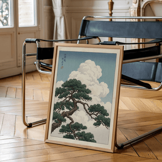 Japanese Landscape Poster showing blue sky and green branches for office decor