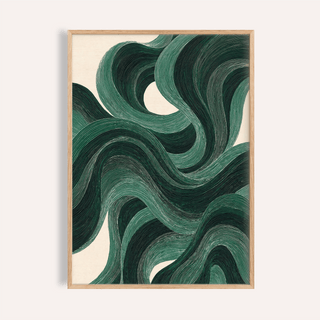 Modern Swirl Poster in green and beige for living room wall art