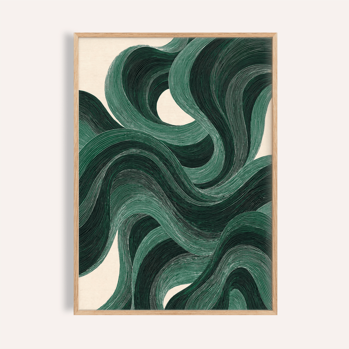 Modern Swirl Poster in green and beige for living room wall art