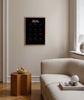 2026 Modern Calendar Print Black White minimalist living room decor