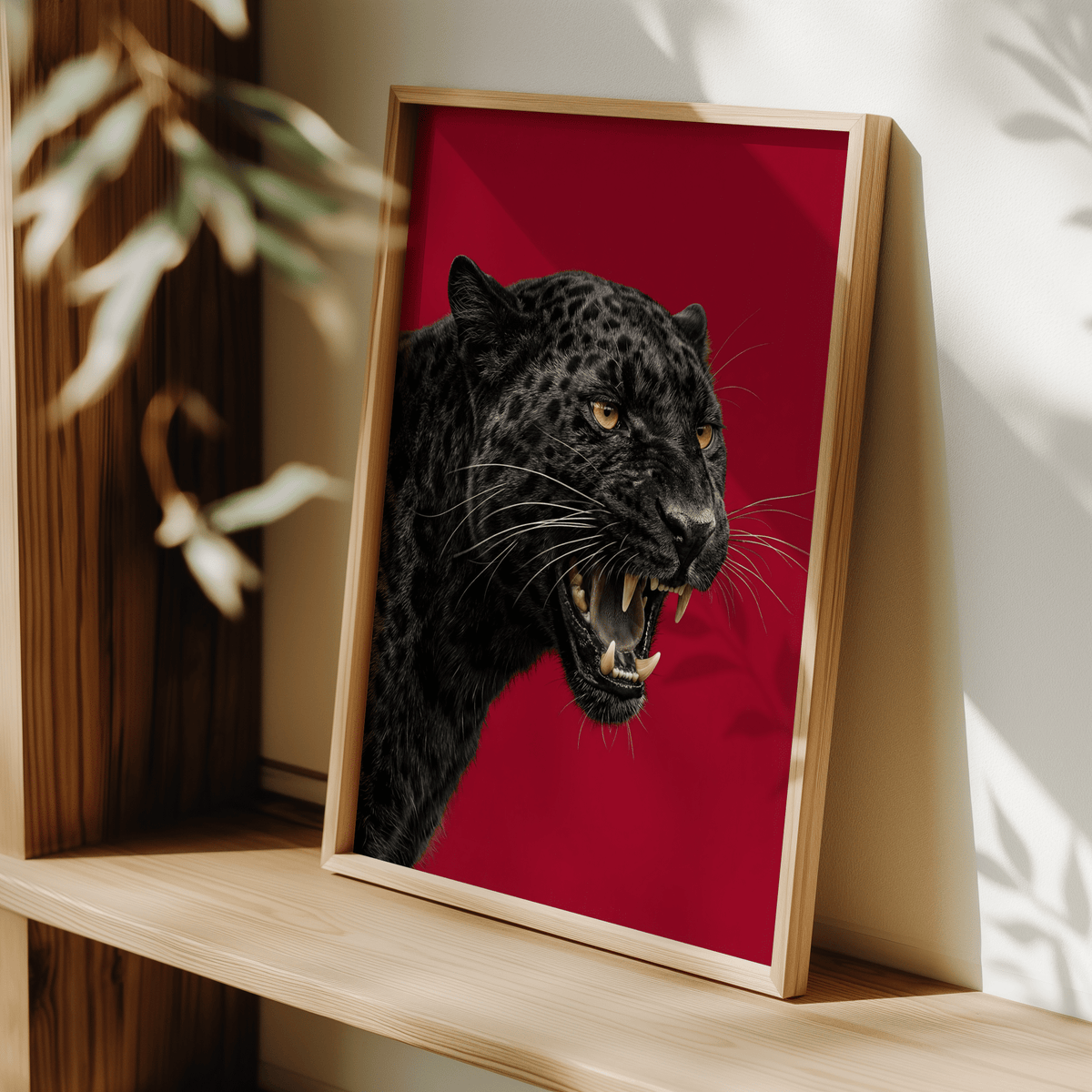 Dramatic Wildlife Wall Art print in red and black for creative studio