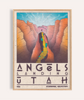 Angels Landing Utah poster print with canyon cliffs and winding ridge trail, Zion National Park Art