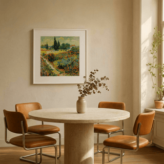 Red and beige Colorful Landscape Art Print for hallway wall art