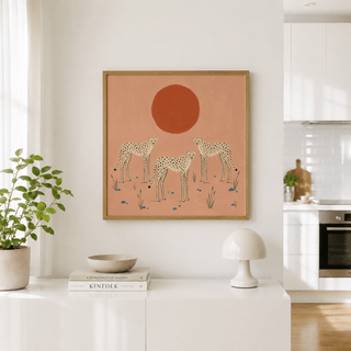 Detail crop of cheetah spots and legs on minimalist poster design