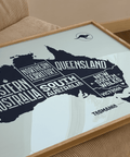 Australia Map Print blue-themed poster perfect for study room