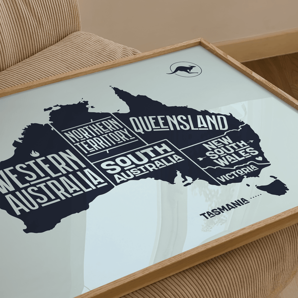 Australia Map Print blue-themed poster perfect for study room