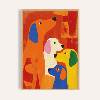Colorful Dog Print in vibrant hues for a living room poster
