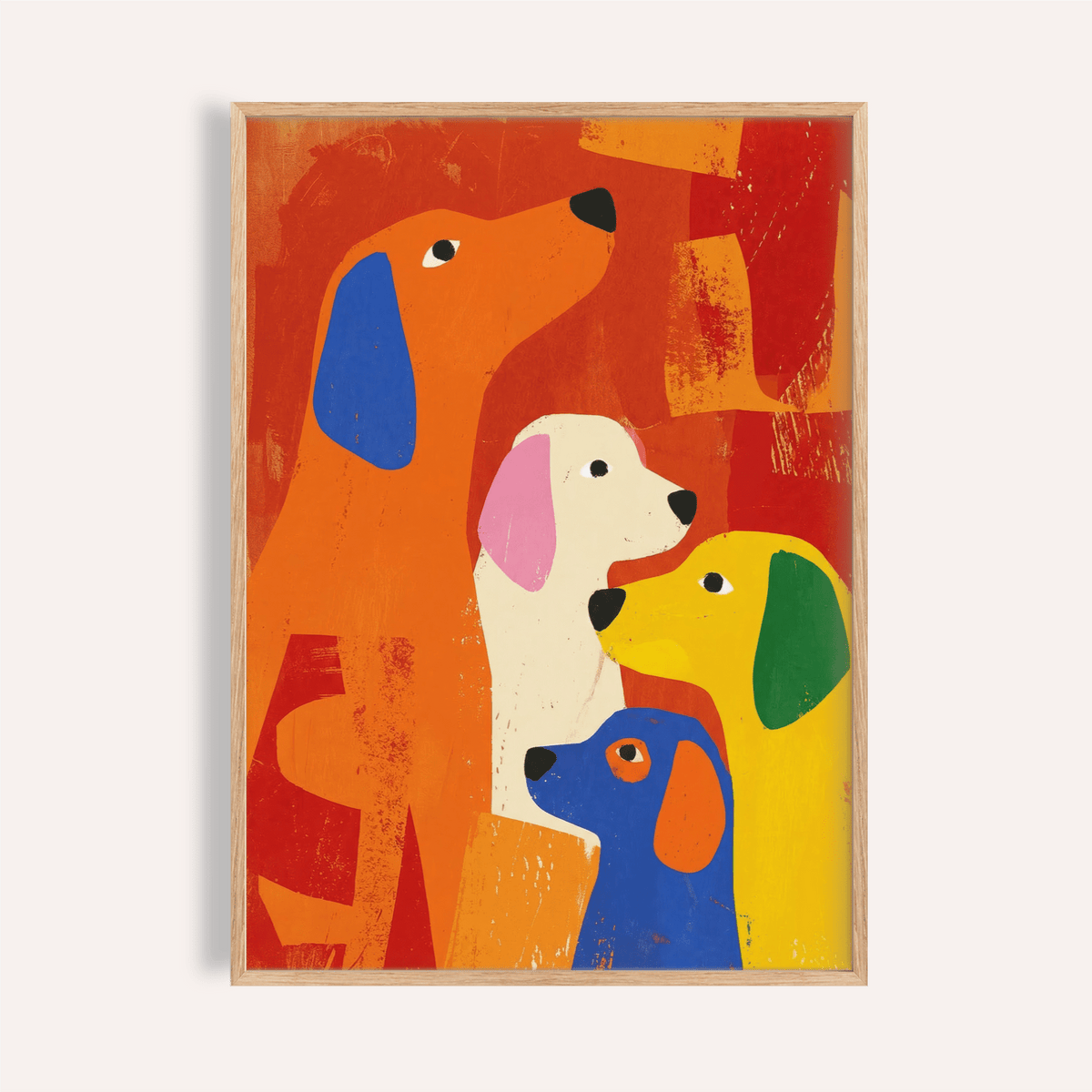 Colorful Dog Print in vibrant hues for a living room poster