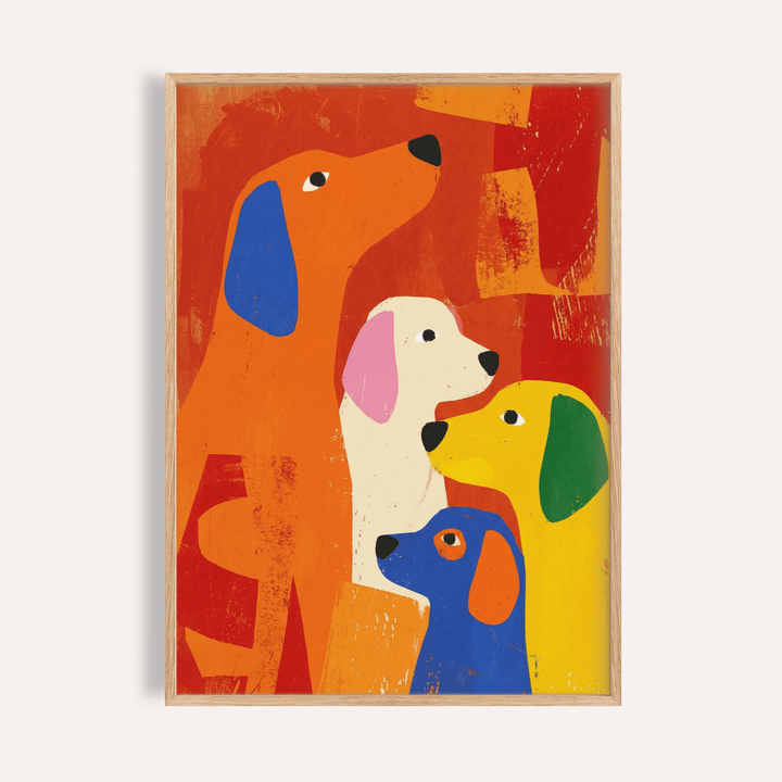 Colorful Dog Print in vibrant hues for a living room poster