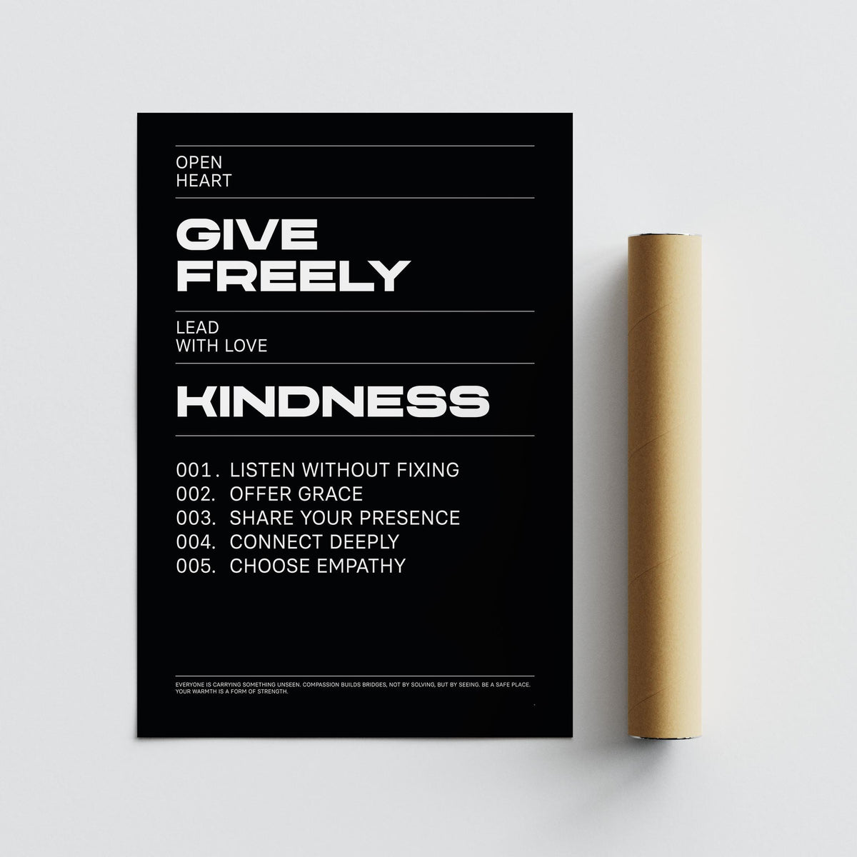 Quote print encouraging deep listening and offering grace.