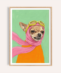Funny Dog Art wall art with Pink, Orange, and Green for living room