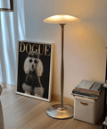 Fashionable Dog Fashion Print in Black, Gold, and Beige for powder room décor