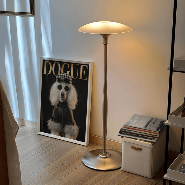 Fashionable Dog Fashion Print in Black, Gold, and Beige for powder room décor