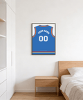 Centered jersey-back print poster showing YOUR NAME lettering above double-zero numerals