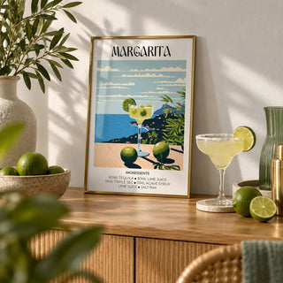 Decor for Bar, a small A4 framed print leaning on a shelf in a living room