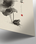 Japanese Frog Art wall art in gray and white for meditation room