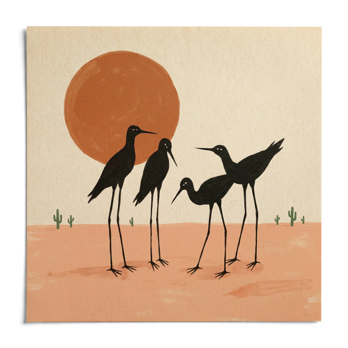 Desert Birds Wall Art, shown as an unframed paper print on a plain white background