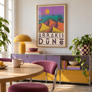 Desert Dunes Sci-Fi Poster shown in a retro breakfast nook (frame not included)