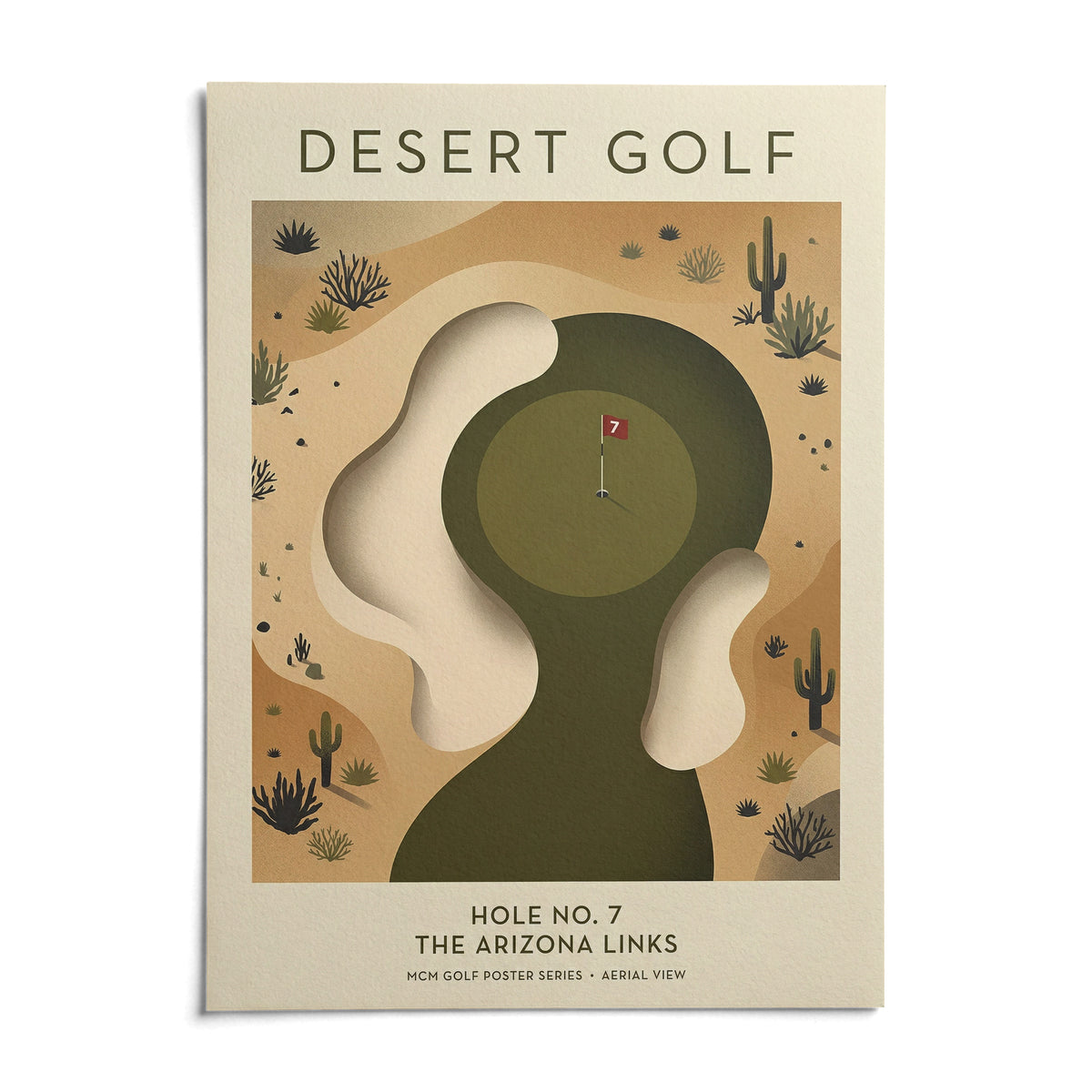Desert Golf Print, shown as an unframed paper print on a plain white background