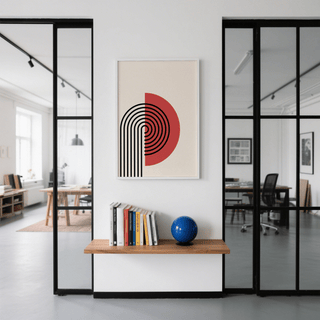 Abstract Modern Print in black red for dining room poster print