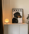 Dachshund Art Print with fashionable dog, Black on White, suited for entryway