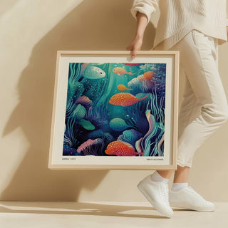 Framed underwater artwork for contemporary home decor