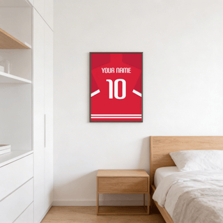 Centered football shirt poster showing YOUR NAME text and large 10 on back