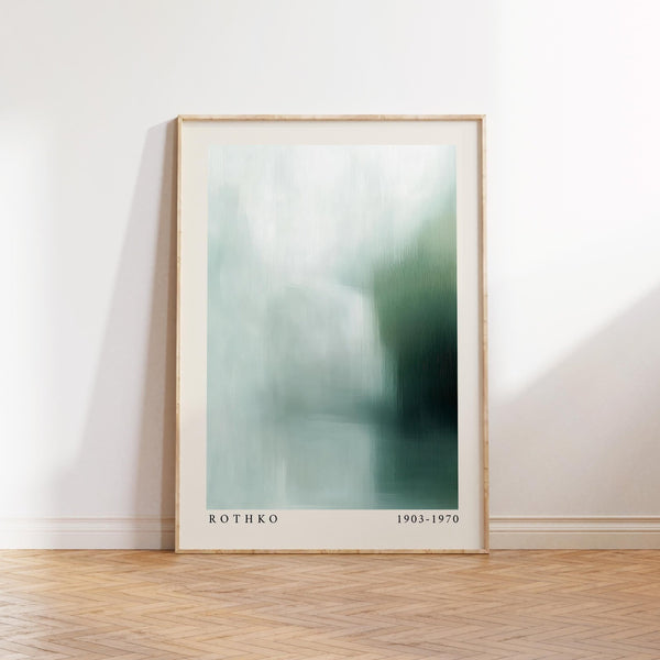 Rothko print in green and white tones with minimalist abstract style.