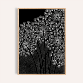 Dandelions Wall Art in black and white for living room wall art