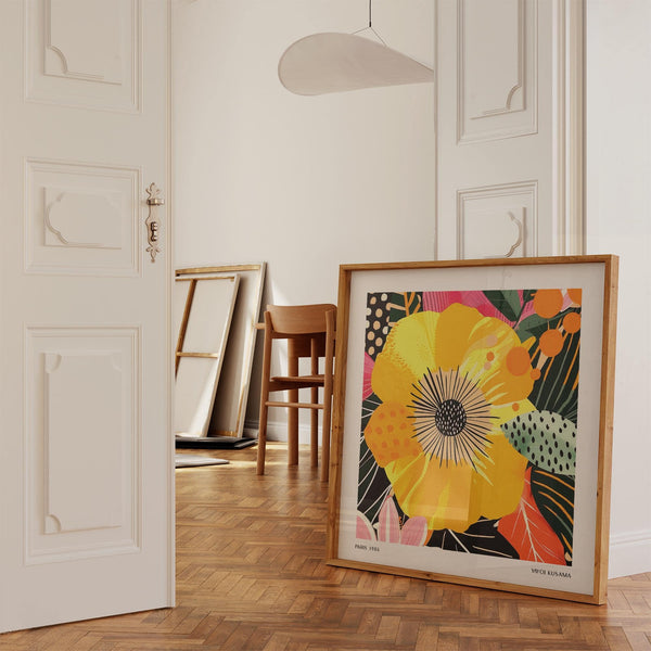Yellow flower art ideal for living rooms, bedrooms, and offices
