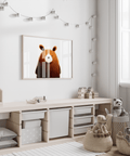 Beige accented Cute Bear Print for playroom wall art decor