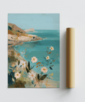 Decorative Floral Coast Print in Brown and Beige for kitchen wall art