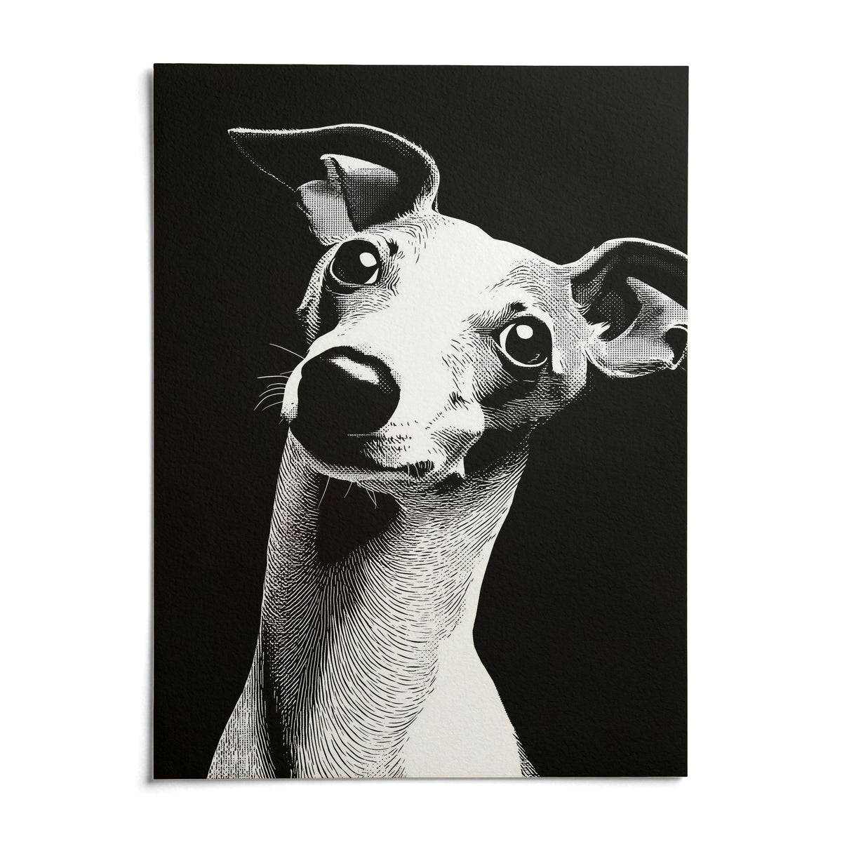 Dog Art Print, shown as an unframed paper print on a plain white background