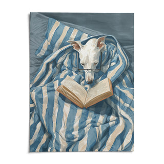 Dog Reading Print, shown as an unframed paper print on a plain white background