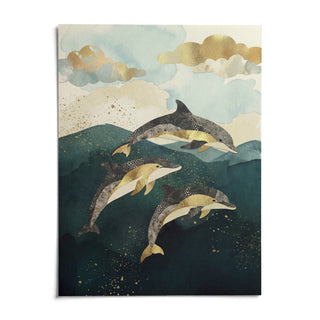 Dolphins Poster, shown as an unframed paper print on a plain white background